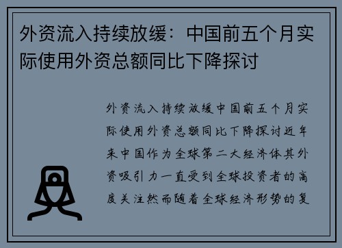 外资流入持续放缓：中国前五个月实际使用外资总额同比下降探讨