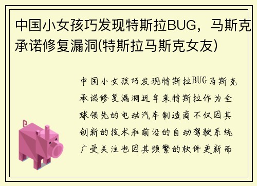 中国小女孩巧发现特斯拉BUG，马斯克承诺修复漏洞(特斯拉马斯克女友)